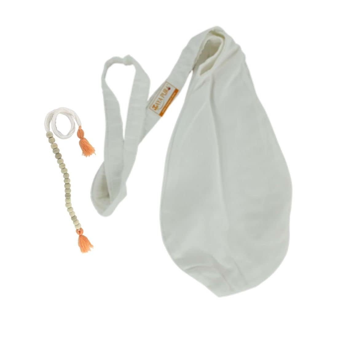 White Japa Bag/Chanting Bag/Beads Bag with Sakshi Mala Counter