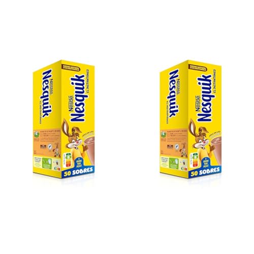 Nesquik cacao soluble instantáneo - 1 paquete x 50 sobres de 13,5 g - Total: 675 g (Paquete de 2)
