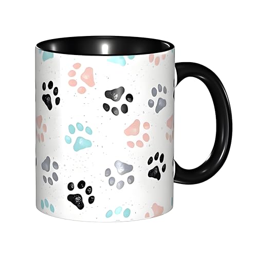 Miowjals Colorful Dog Paws Novelty Coffee Mugs Funny Green Ceramic Coffee Cups With Handle,Dishwasher Microwave Safe,Lovely Gift For Boys Girls Friends (5, One Size)