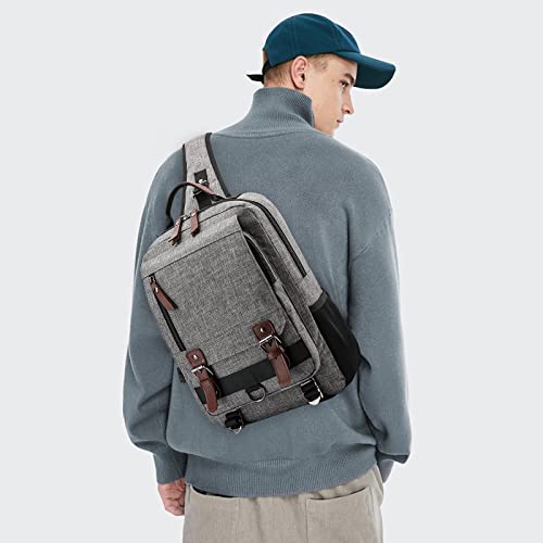El-Fmly Messenger Crossbody Sling Boy Bag Fashion Outdoor Travel Shoulder Bag Laptop Lightweight Rucksack For Men Grey #TOP1