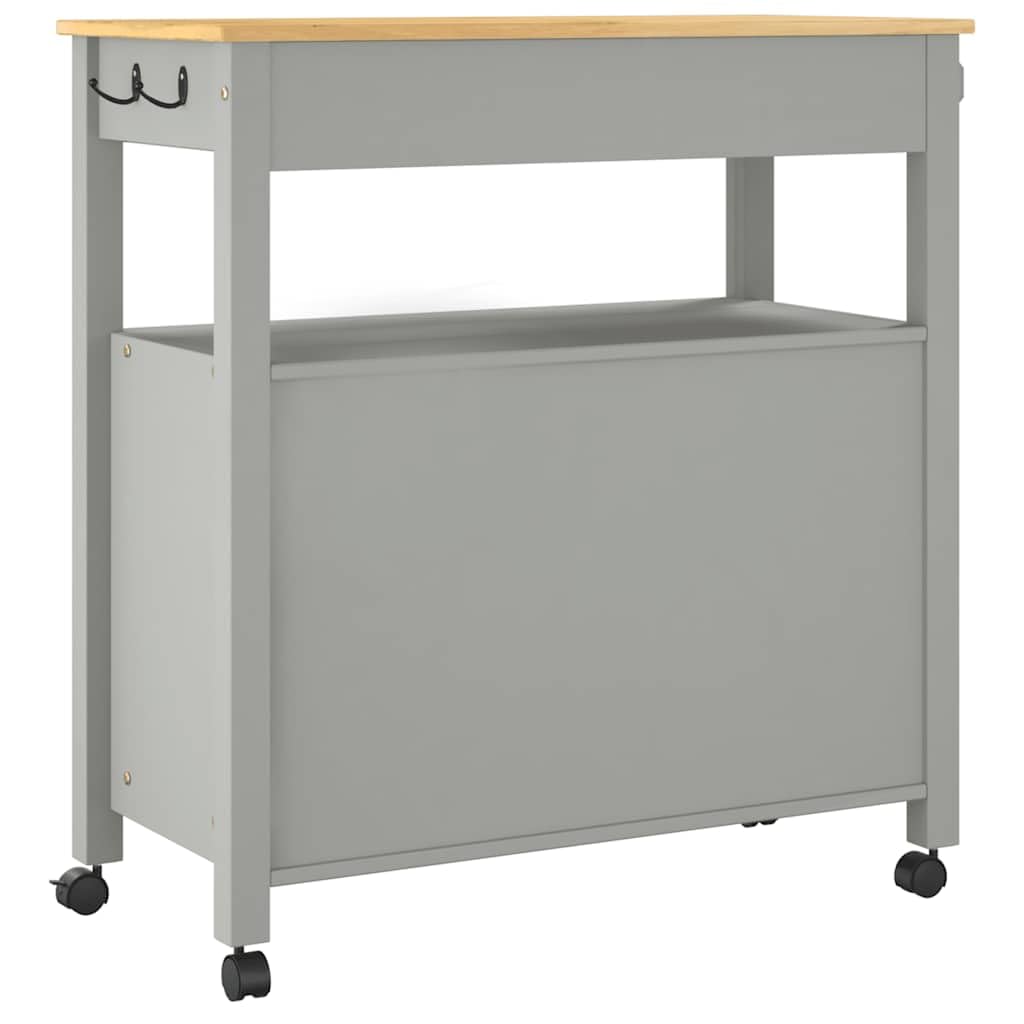 Carro de cocina Monza de madera de pino maciza, 84 x 40 x 88,5 cm, con espacio de almacenamiento y estante, carrito de servicio con cajón, para cocina, comedor, salón y balcón