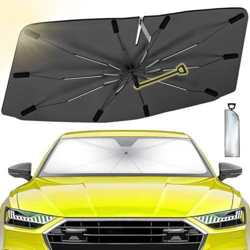 2025 Windshield Sun Shade, Upgraded Car Sunshade Umbrella with 360-degree Rotation, Foldable Car Sun Shield Cover for car Front Windshield Block UV Rays, Suitable for Most Cars