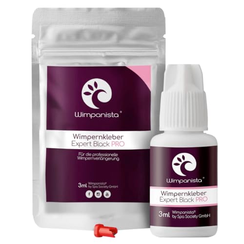 Wimpanista® Wimpernkleber Expert Black PRO (3ml) für die Wimpernverlängerung, 0.5-1 Sek. Trocknungszeit, Farbe Schwarz