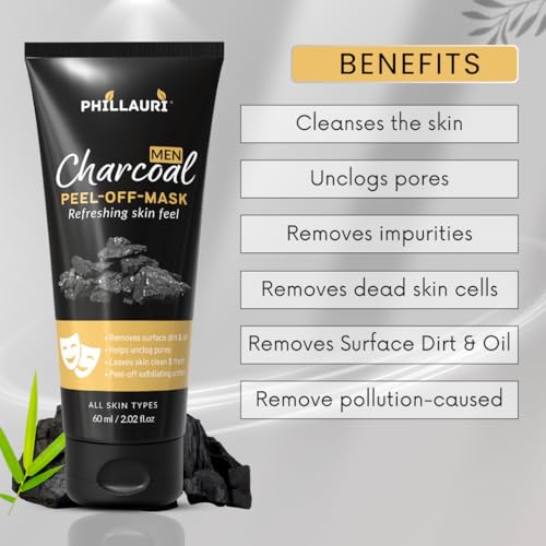 Image of Men Charcoal Peel Off Mask | Face Deep Cleansing Charcoal Face Mask for Men | Blackhead, Whitehead Dead Skin Removal | For All Skin Types | Pack 1