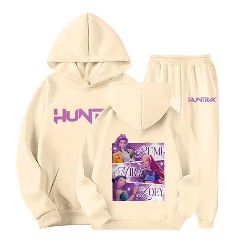 Genérico Huntrix - Traje Infantil de 2 Piezas con Capucha Estampado de Animados Sudadera con Capucha y Pantalones y Deportes para Niños Niñas