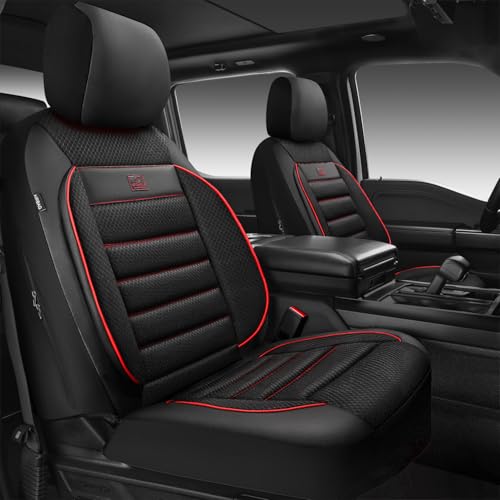 Image of CAR PASS 3D Foam Leather Car Seat Covers Two Front Seats only, Air Mesh Thick Seat Covers, All Weather Car Seat Cover Comfort & Protection for Truck,SUV,Sedan,Van, Airbag Compatible Red