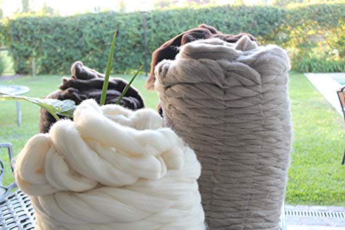 Kondoos Chunky Arm Yarn 8 Lb Xxl Natural Color Un-Dyed Wool Roving Arm Knit Projects Spinning Felting Blankets And Tapestry (Grey 8 Lb) #TOP7