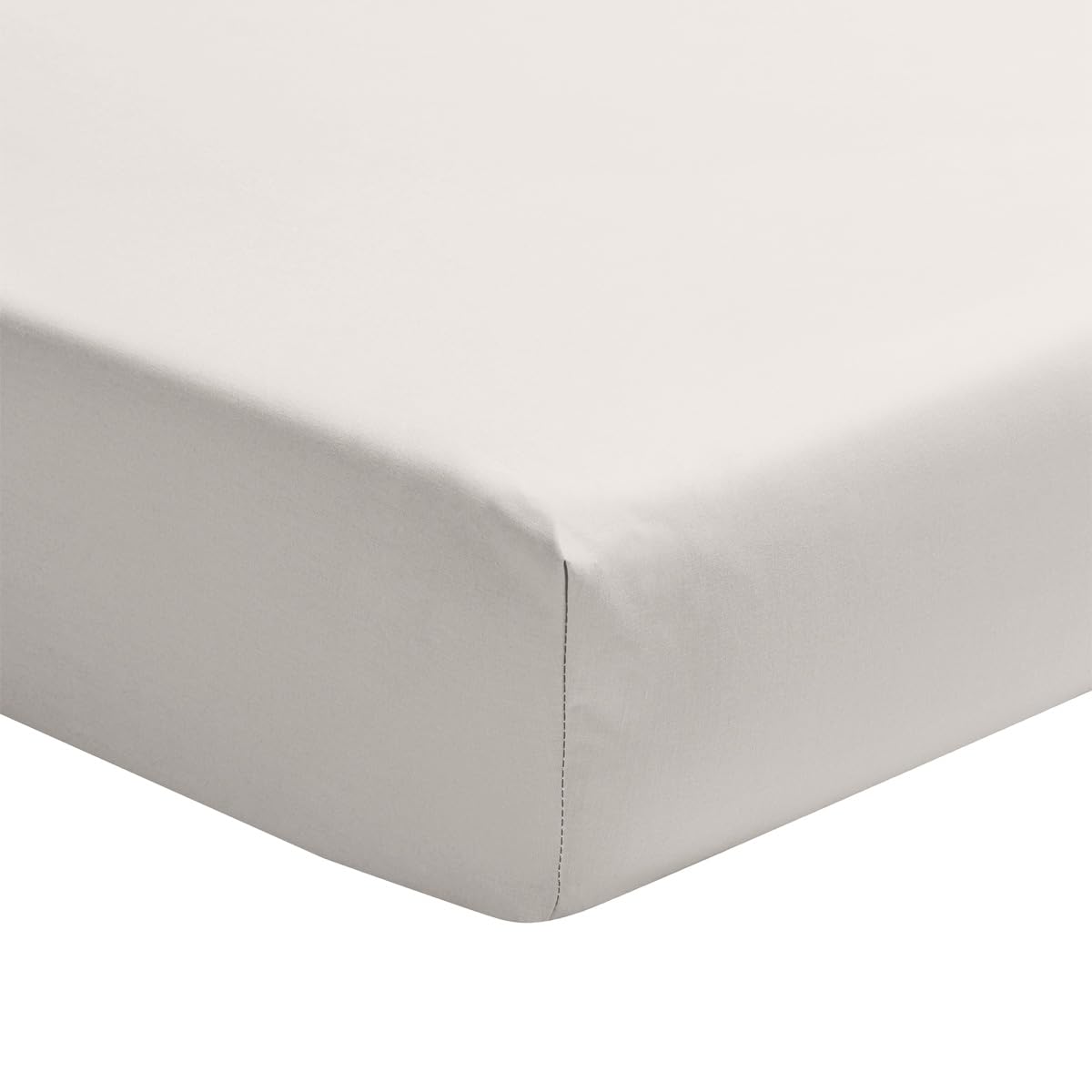 ESSIX, Plain Cotton Percale Fitted Sheet, 35 cm, Première, 160 x 200 cm, Light Grey