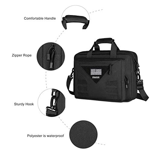 Mosiso Tactical Laptop Messenger Shoulder Bag, 15-16 Inch Multifunctional Adjustable Large Tactical Notebook Briefcase Carrying Sleeve Case Handbags Pockets With Usa Flag Patch, Black #TOP1