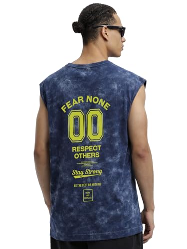 Image of Veirdo Pure Cotton Scoop Neck Acid Wash Oversize Sleeveless Vest for Men & Boys (S to 2XL)