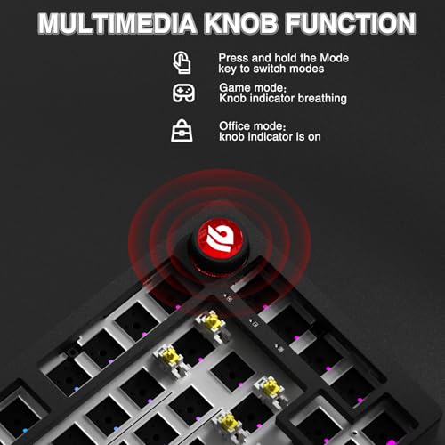 Image of CORBOBO LEOBOG Hi75C Upgraded Wired Mechanical Keyboard Kit - Aluminum Alloy Gasket Mount 75% Barebones DIY Base with Hot Swap, RGB Backlighting & Volume Knob - Enhanced Custom Gaming Keyboard Build