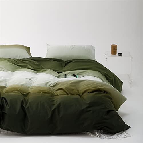 Wellboo Army Green Gradient Comforter Sets Queen Solid White And Green Bedding Comforters Cotton Modern Green White Gradient Soft Quilts Simple Style Farmhouse Abstract Art Watercolor Comforters Warm #TOP2