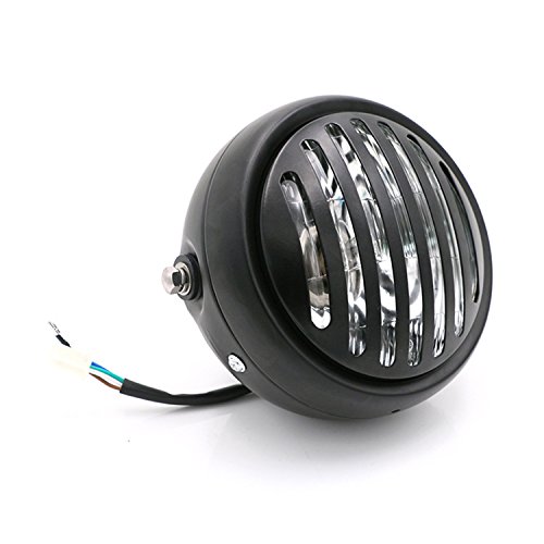 Phare de moto vintage à grille optique claire pour balade en Cafe Racer et Chopper