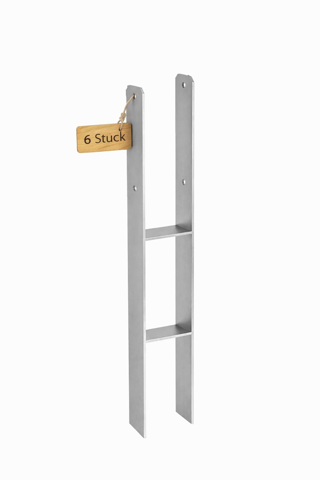 H-Pfostenträger 201 x 600 x 6 mm verstellbar feuerverzinkt 6 Stück – 70–200 mm Breite – zum Einbetonieren – für Zaunpfosten, Carport & Gartenbau
