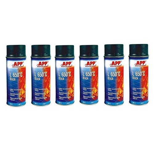 Carton de 6 bombes de peinture haute température noir 650°