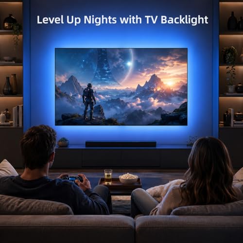 Image of MORIACC LED Lights for TV 9.84ft, TV LED Backlight for 32-43 Inch TV, RGB LED Strip Lights with Music Sync, Bluetooth APP and Remote Control, USB Powered Strip Lights for Bedroom Gaming Home Decor