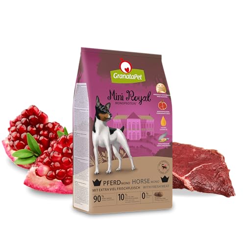 GranataPet Mini Royal Pferd Mono, Monoprotein-Trockenfutter für Hunde, Hundefutter ohne Getreide & ohne Zuckerzusatz, Alleinfuttermittel für ausgewachsene Hunde, 1 kg