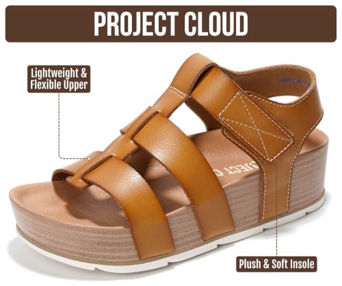 Image of Project Cloud Platform Sandals Women - Strappy Wedges with Comfortable Plush & Soft Insole - Lightweight & Non Slip Platform Sandals for Women 2026