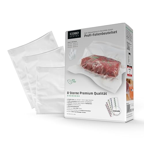 CASO Profi- Folienbeutel Set 5/40 St. 16x23 cm 40 St. 20x30 cm 20 St. 30x40 cm 150m für Vakuumierer/Folienschweißgeräte BPA-frei sehr stark reißfest kochfest Transparent