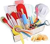 Kids Cooking & Baking Set Real Cookware Utensils Guide - Complete Cooking Supplies for The Junior Chef - Kids Baking Tools for Girls & Boys - Real Kitchen Accessories Kit for The Curious Child