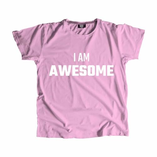 T-Shirt I AM Awesome Rose Clair en Coton Confortable Mixte pour Homme et Femme