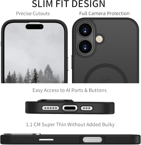 Image of Elzzi Magnetic for magsafe - iPhone 16 Case, [Compatible with Magsafe] [Translucent Matte] Shockproof Protective Phone Case for Men & Women (Navy Blue)
