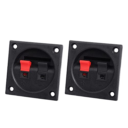 PNGKNYOCN 2-Wege-Lautsprecherklemmen-Clip, 2-Positionen, quadratischer Federclip, Lautsprecherklemmen, Schwarz, 2 Stück