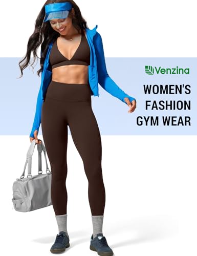 Image of Venzina High Waist Tummy Control Yoga Pants for Women - Super Soft Squat Proof Leggings with 4- Way Stretch for Gym, Running, Yoga & Daily Casual Wear