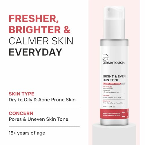 Image of DERMATOUCH BRIGHT & EVEN SKIN TONE ALCOHOL FREE TONER with 3% Niacinamide | Face Toner For Dullness, Dehydration & Open Pores | Suitable For All Skin Types | 150ml