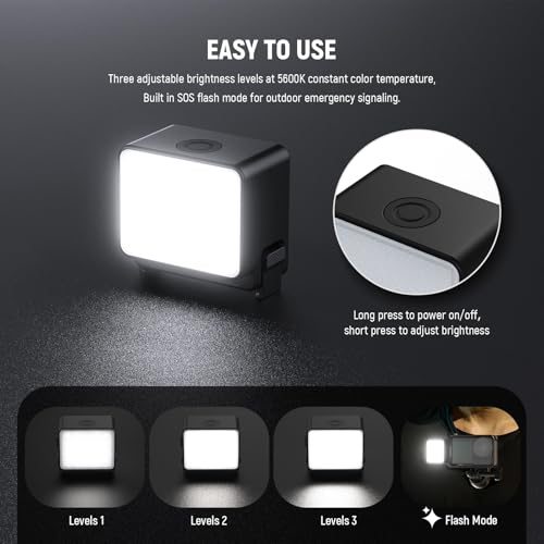 Image of NEEWER Basics M20 Magnetic LED Camera Light Compatible with DJI OSMO Nano Action 3 4 5 Pro Cage NEEWER AC009 PRO Pocket 3 Accessories Expansion Adapter, Plastic Mini Fill Light Attachment 5600K CRI95+