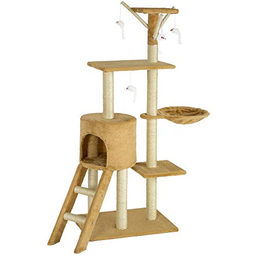 Arbre à chat griffoir avec escalier et plateformes d'activité beige