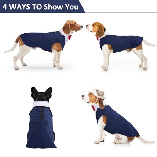 DORA BRIDAL Dog Tuxedo for Small Dogs,Dog Suit and Bowtie, Formal Dogs Wedding Outfit, Pet Tuxedo and Bandana Set Valentines Birthday Christmas Party Costumes for French Bulldog, Pomeranian, Blue,S - Image 4