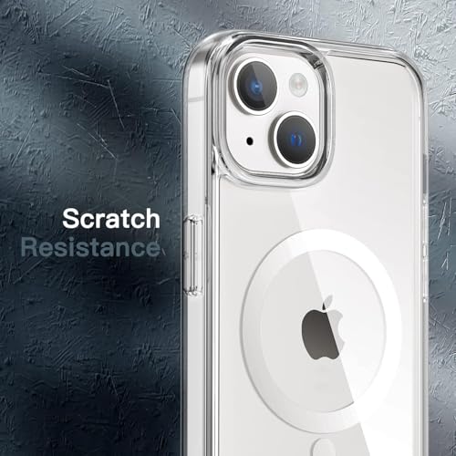 Image of JGD PRODUCTS Magnetic Silicone Case for iPhone 14 Compatible with MagSafe, Shockproof Phone Bumper Cover, Anti-Scratch Clear Back (Clear)