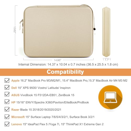 Image of MOCA EVA Hard Laptop Sleeve for 14 inch - 15 inch Laptop MacBook Air 15, HP 15s, Dell Inspiron 15, ASUS Vivobook 15 | Tailored Fit 14.5x10.2 Inch Internal Shockproof Cover (Beige)