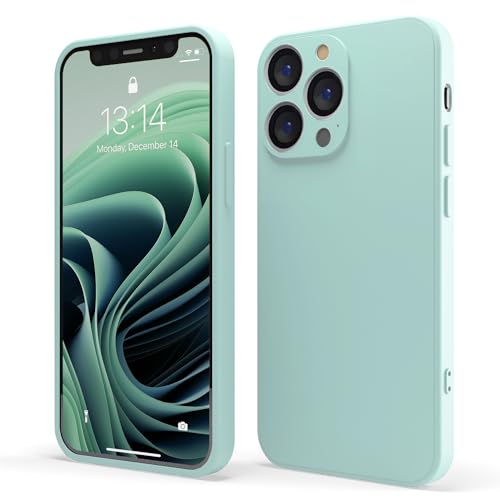 Red Ember Funda a prueba de golpes para iPhone, ultra delgada, de silicona líquida, acabado mate, con forro de microfibra suave antiarañazos (menta, iPhone 14 Pro)