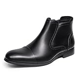 Black Chelsea Boots Men Dress Boots with Zipper Casual Men's Leather Chelsea Ankle Boots