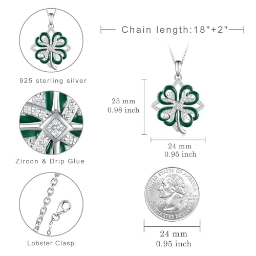 Four Leaf Clover Necklace 925 Sterling Silver St Patricks Day Shamrock Necklace for Women Lucky Clover Jewelry for Women4