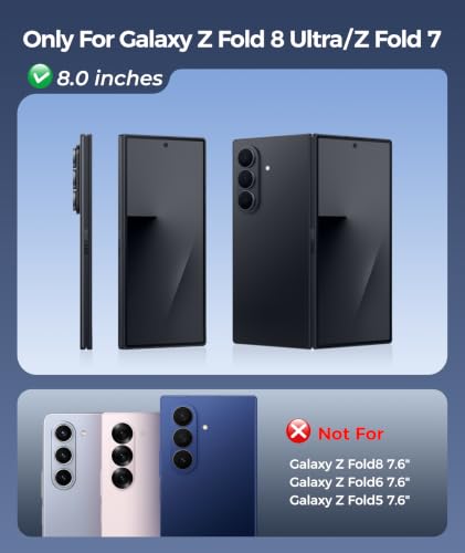Image of FNTCASE for Samsung Galaxy Z-Fold-8-Ultra Case: Z Fold7 Case [360 Spin Magnetic Stand] [Fit for Magsafe] [Hinge Protection & Screen Protector] Translucent Matte Military Grade Shockproof Cover - Black