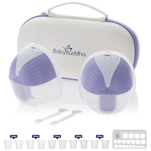 Image of BabyBuddha Wearable Breastfeeding Pump, Double Hands Free Breast Pump with 30 Comfort Settings, 6oz+ Leak-Proof Cups, Strong Suction, 4 Modes, Rechargeable, Easy to Clean and Compact for Travel