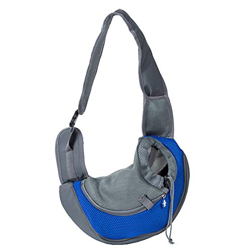 LanYao Pet Sling Carrier- Dog Cat Sling Pet Carrier Bag Safe Reversible Comfortable Adjustable Pouch Single Shoulder Carry Tote Handbag,Blue