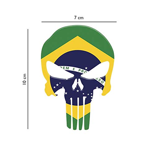 Adesivo Resinado Caveira O Justiceiro Bandeira Brasil Carro