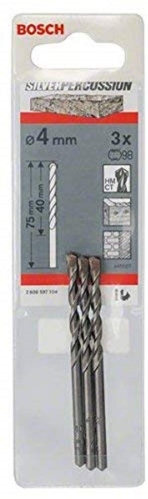 Bosch Professional 3x punte da calcestruzzo CYL-3 (per calcestruzzo, Ø 4 x 40 x 75 mm, accessorio perforatrice a percussione)
