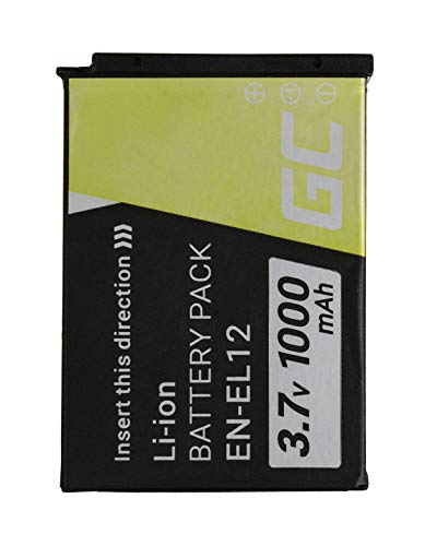 Green Cell® EN-EL12 ENEL12 Batería para Nikon Coolpix A900 AW100 AW110 P300 S6000 S6150 S6300 S8000 S8100 S8200 S9200 S9500 S9600 S9700 S9900 W300 Cámara, Full Decoded (1000mAh 3.7V)