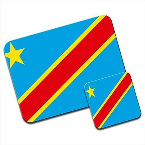FaceYee Tapis de souris avec drapeau de la République démocratique du Congo - Accessoires de bureau inspirants - 24,1 x 20,3 cm - Couleur : drapeau de la République démocratique du Congo