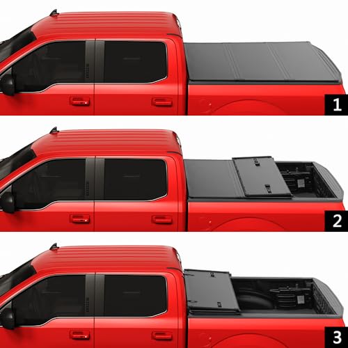 Carmocar WS-H145 Hard Tri-Fold Tonneau Cover Replacement For 2015-2024 Ford F-150 Styleside 5.5 Inch Black Truck Bed Cover thumb #1