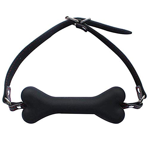 Erlove - Collar de piel ajustable con juguete de bola de hueso de silicona