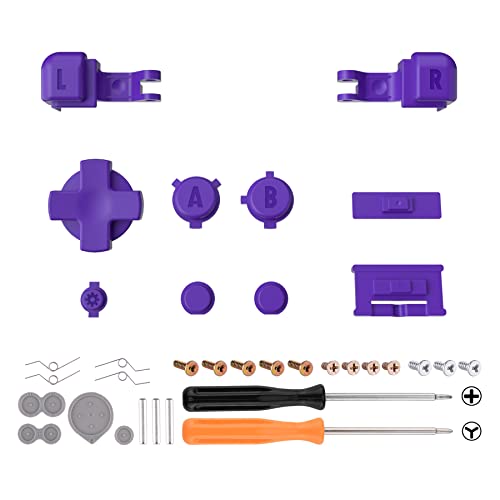 Image of eXtremeRate 16Bits Purple Custom Full Set Buttons for Gameboy Advance SP, Replacement A B L R Button Power On Off Volume Button D-pad Key for GBA SP Console - Console NOT Included