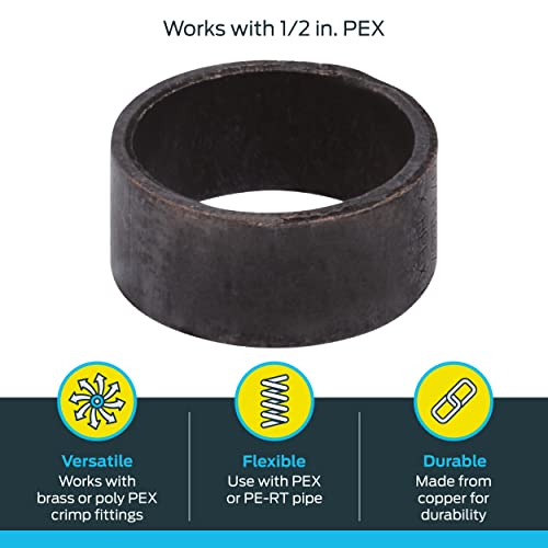 Image of SharkBite 1 /2 Inch Copper Crimp Rings, Pack of 25, PEX Pipe, PE-RT, 23102CP25
