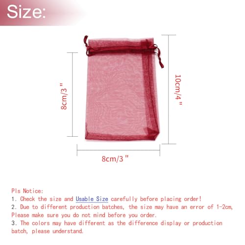 Image of Dealglad 50pcs Drawstring Organza Jewelry Candy Pouch Christmas Wedding Party Favor Gift Bags (3x4 inch, Wine)