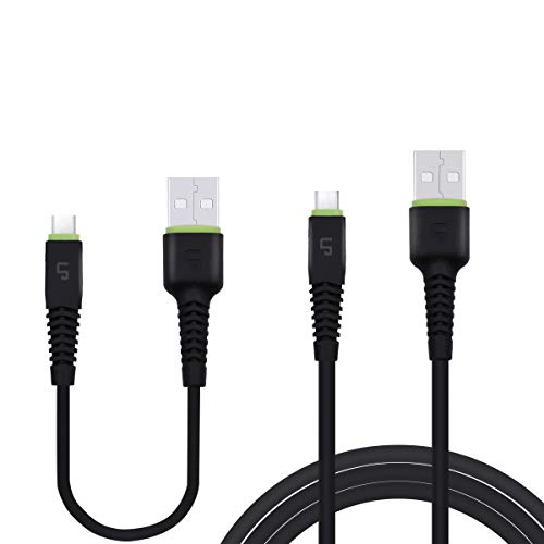 Micro USB Cable Reversible, Quick Charger Cable USB 2.0 Android Charging Cord Sync & Charging TPE Cable for Android, Samsung, Kindle, HTC, Xbox, PS4, Smart Phones and More 2-Pack(4ft & 0.65ft, Black)